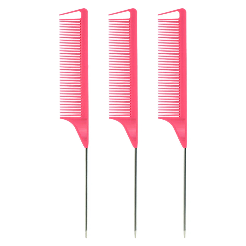 Pro Pointed Tail Comb - Anti-static Hairdressing Comb with Steel Needle Pin for Salon Styling and Barber Accessories