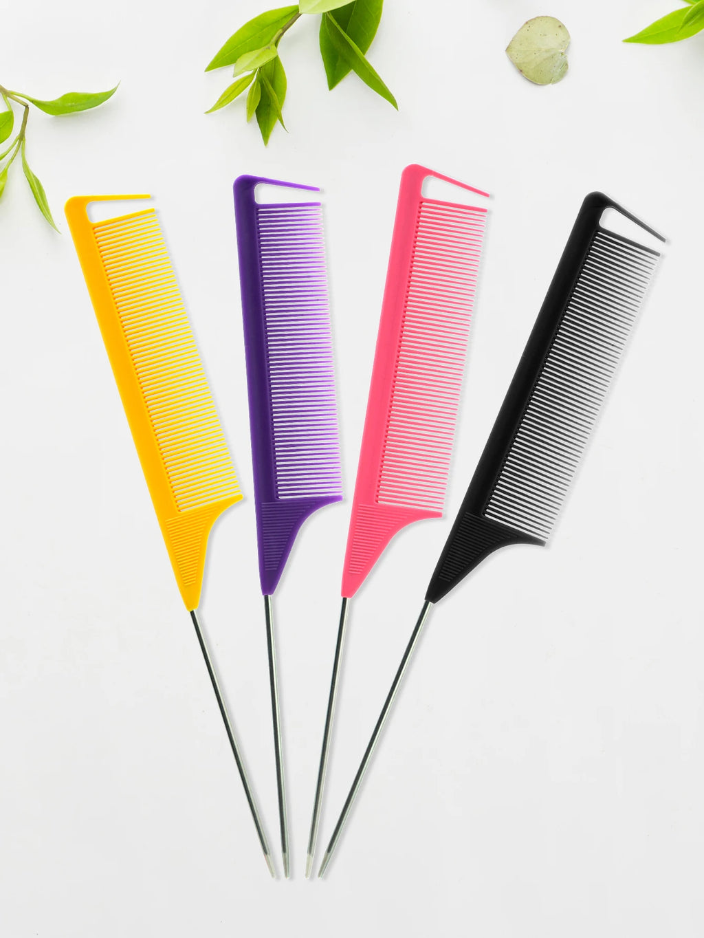 Pro Pointed Tail Comb - Anti-static Hairdressing Comb with Steel Needle Pin for Salon Styling and Barber Accessories