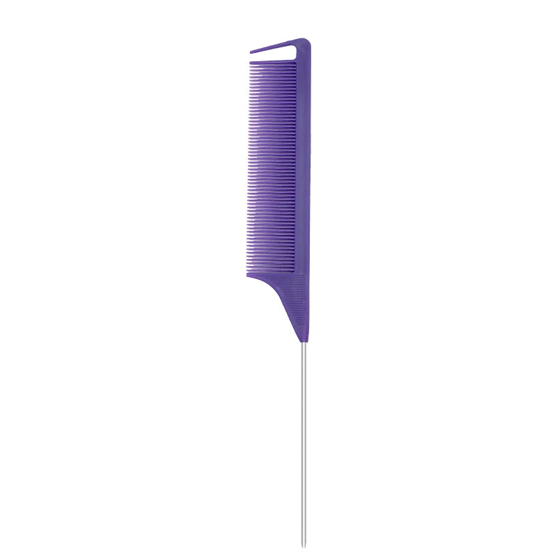 Pro Pointed Tail Comb - Anti-static Hairdressing Comb with Steel Needle Pin for Salon Styling and Barber Accessories