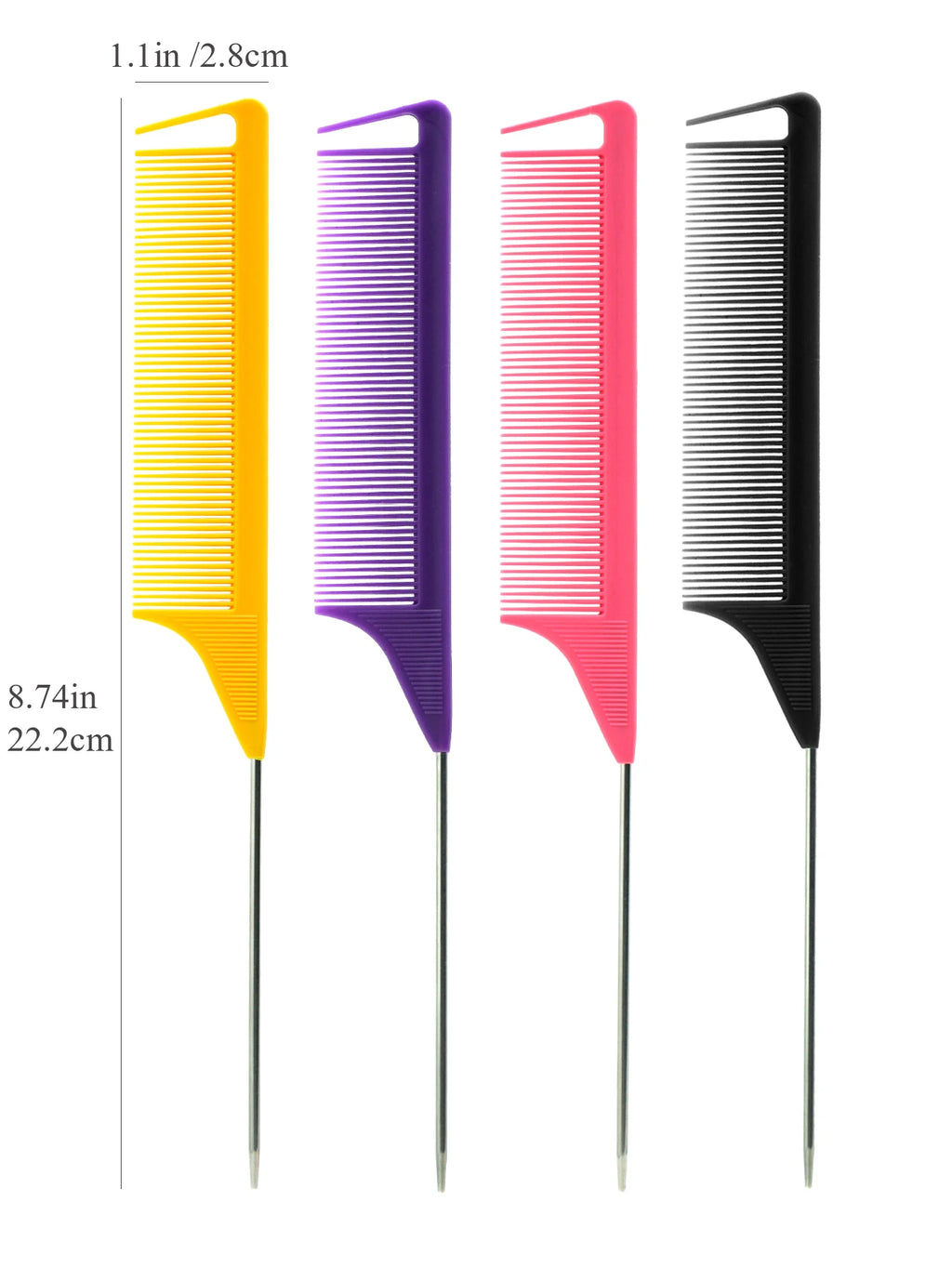 Pro Pointed Tail Comb - Anti-static Hairdressing Comb with Steel Needle Pin for Salon Styling and Barber Accessories