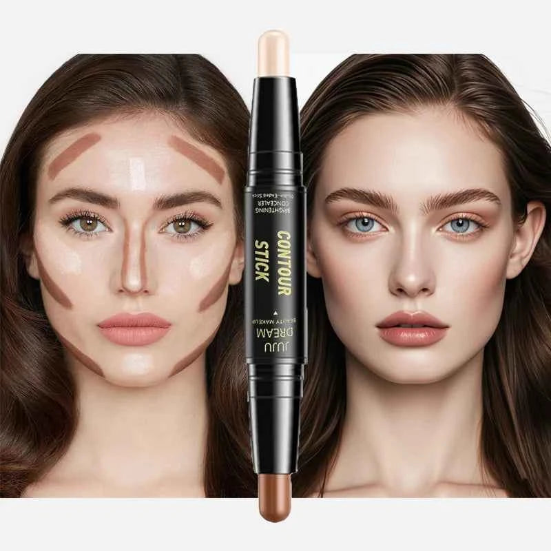 Foundation and Concealer Contour Stick - Long-Lasting Dual-Ended Contour Stick for Dark Circle Correction