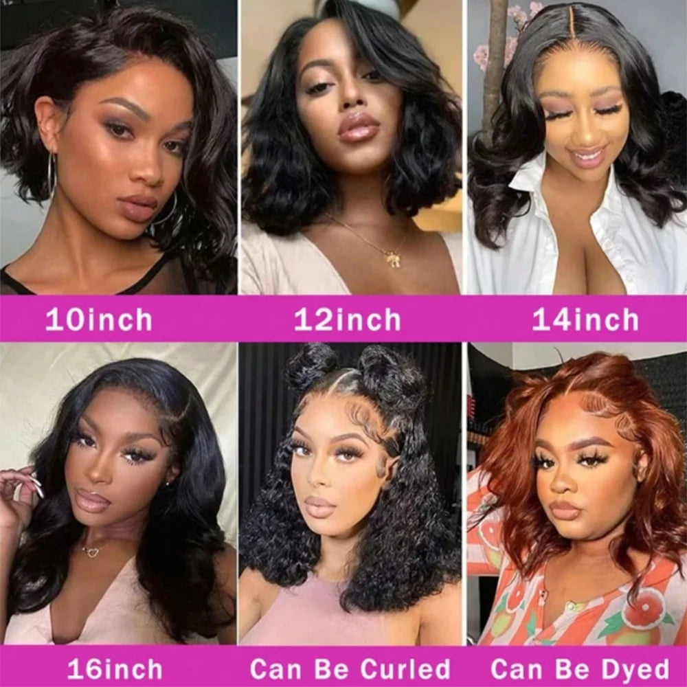 Body Wave Bob Wig 13x4 Lace Front Human Hair 100% Brazilian Remy Hair Pre Plucked with Baby Hair 250 Density
