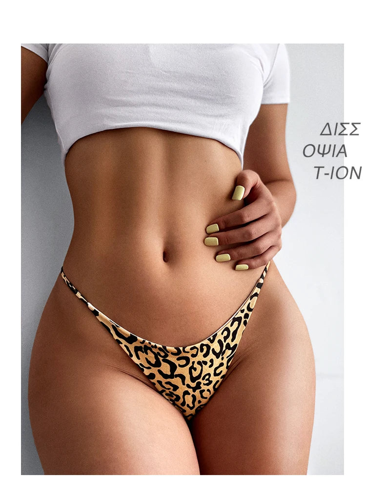 Leopard Print Cotton G String Women Panties Sexy Thong Briefs T-back Low Waist Seamless Lingerie Size S-XL - Allurra Store