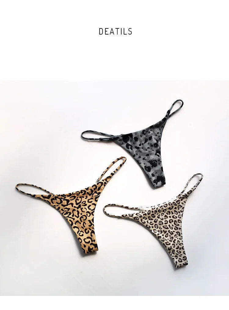 Leopard Print Cotton G String Women Panties Sexy Thong Briefs T-back Low Waist Seamless Lingerie Size S-XL - Allurra Store