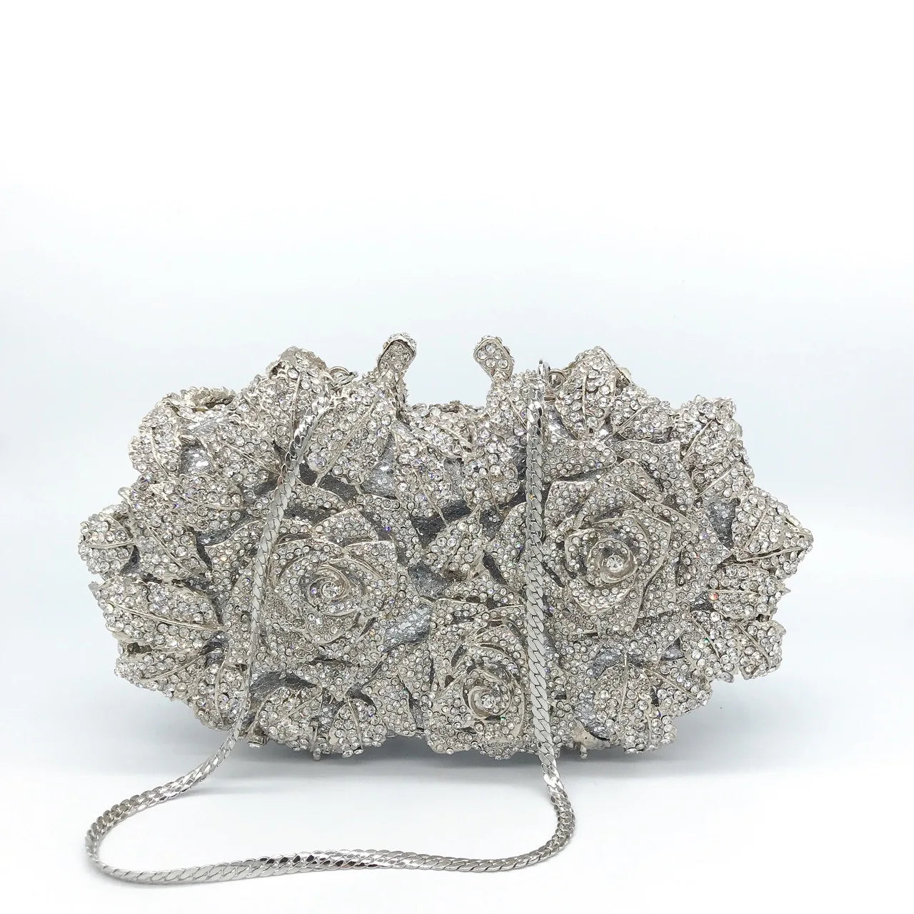 Golden Silver Crystal Clutch Bag for Women - Elegant Bridal Handbag for Wedding, Party & Cocktail Events