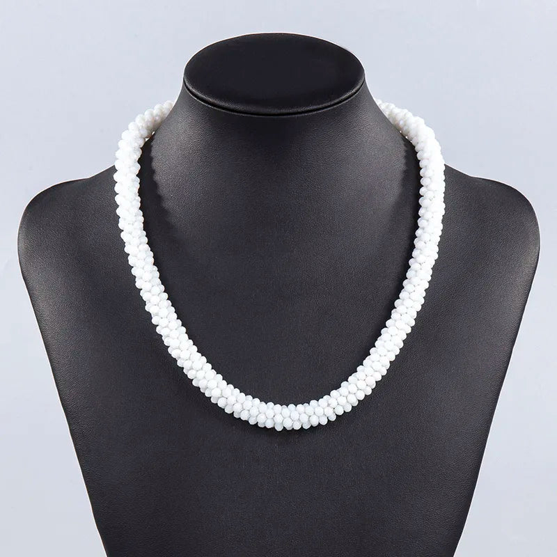 Handmade Crystal Necklace - INKDEW Beads Threading Faceted Short Necklace for Women Gift, Multicolor Choker Statement NE002