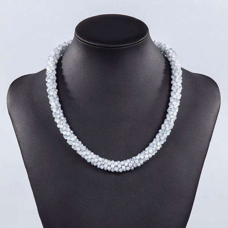 Handmade Crystal Necklace - INKDEW Beads Threading Faceted Short Necklace for Women Gift, Multicolor Choker Statement NE002