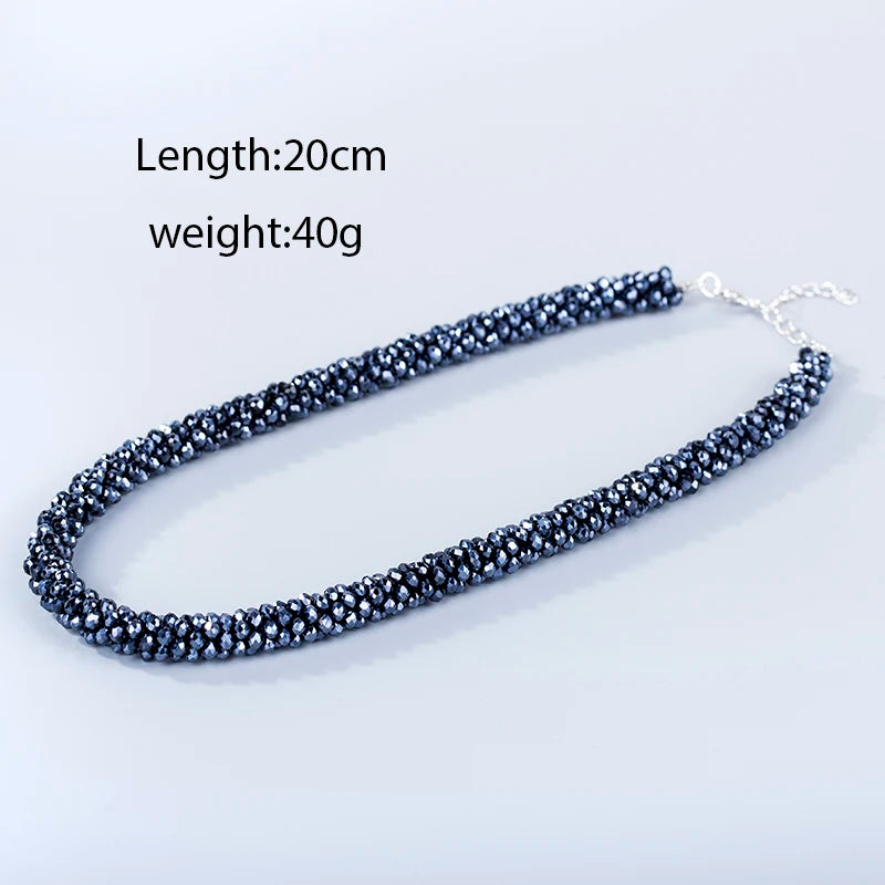 Handmade Crystal Necklace - INKDEW Beads Threading Faceted Short Necklace for Women Gift, Multicolor Choker Statement NE002