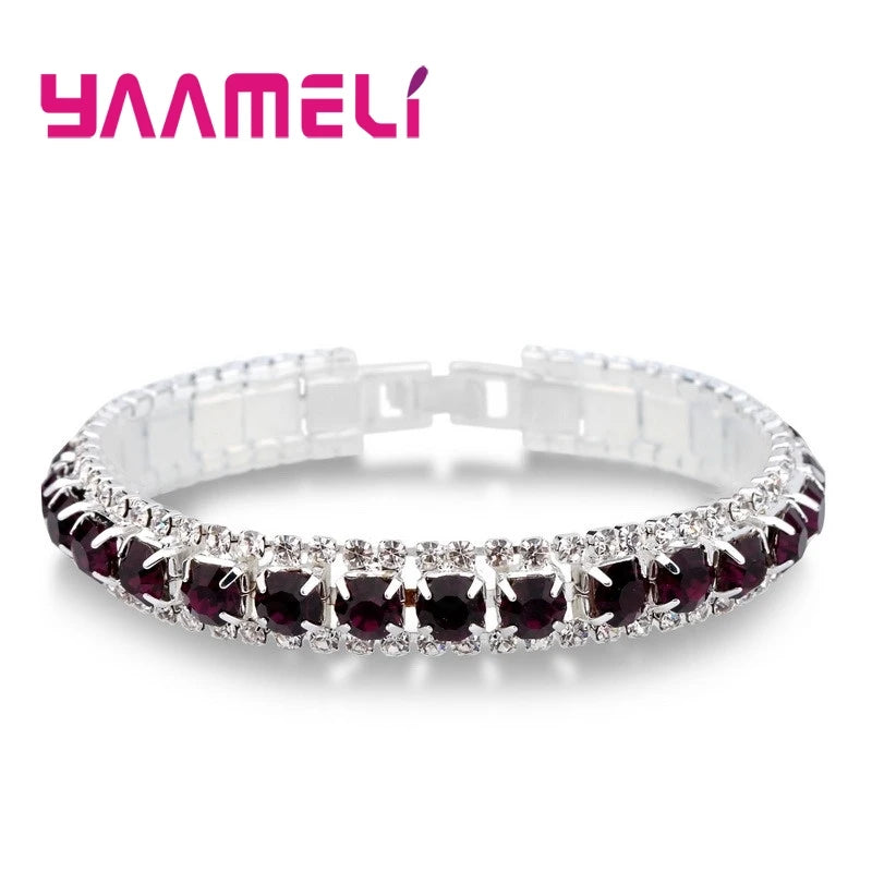 925 Silver Zircon Bracelet - Stylish Women’s Jewelry in 14 Colors