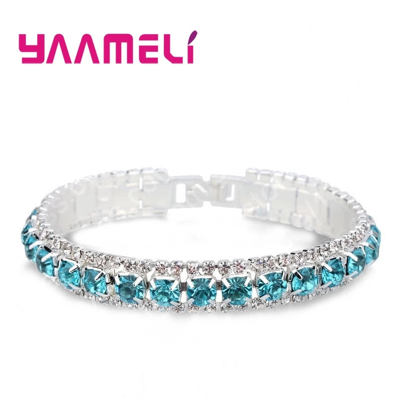 925 Silver Zircon Bracelet - Stylish Women’s Jewelry in 14 Colors