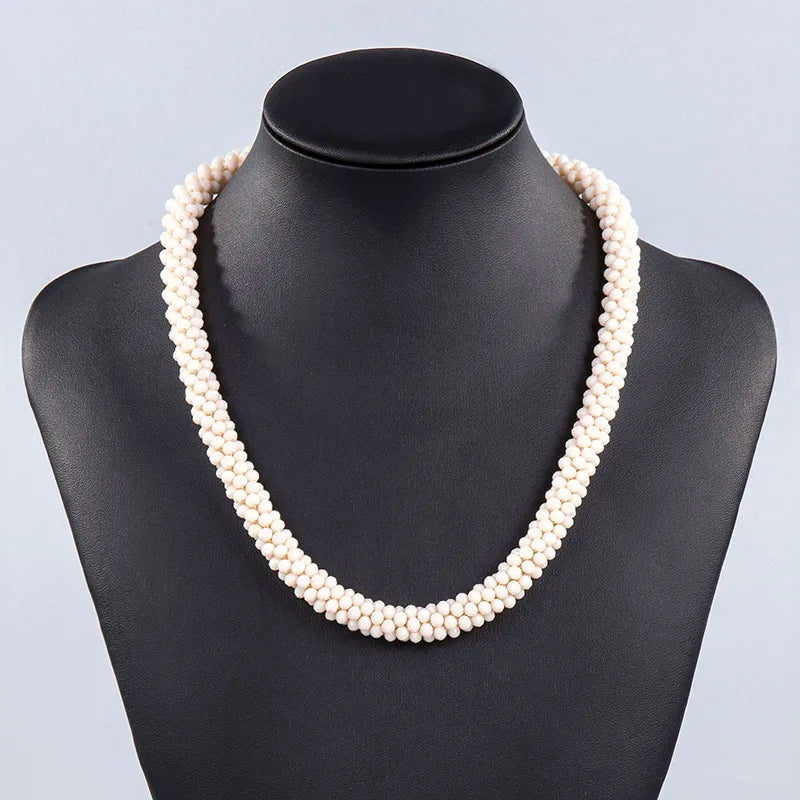 Handmade Crystal Necklace - INKDEW Beads Threading Faceted Short Necklace for Women Gift, Multicolor Choker Statement NE002