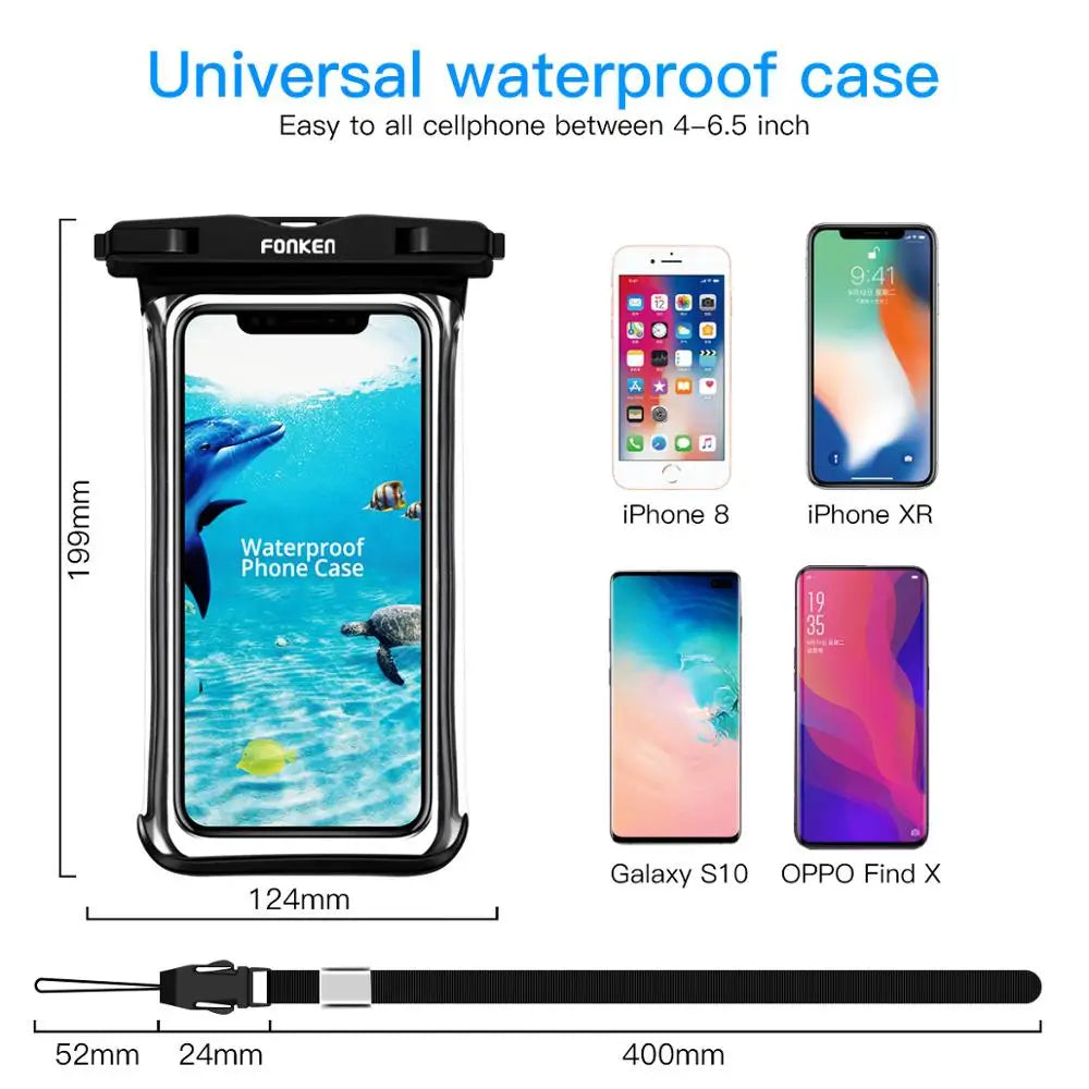 Waterproof Phone Case for Underwater Adventures, Snow, and Rainforest - Large Mobile Phone Transparent Dry Bag Pouch
