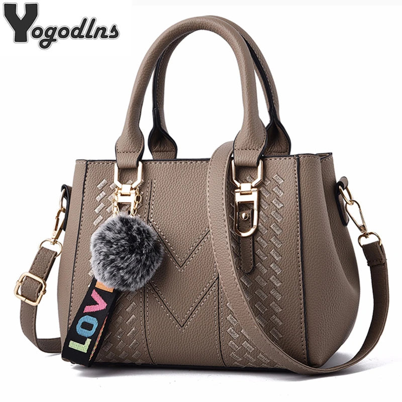 Stylish Leather Handbags for Women - with Hair Ball - Elevate Your Fashion Game - Allurra Store