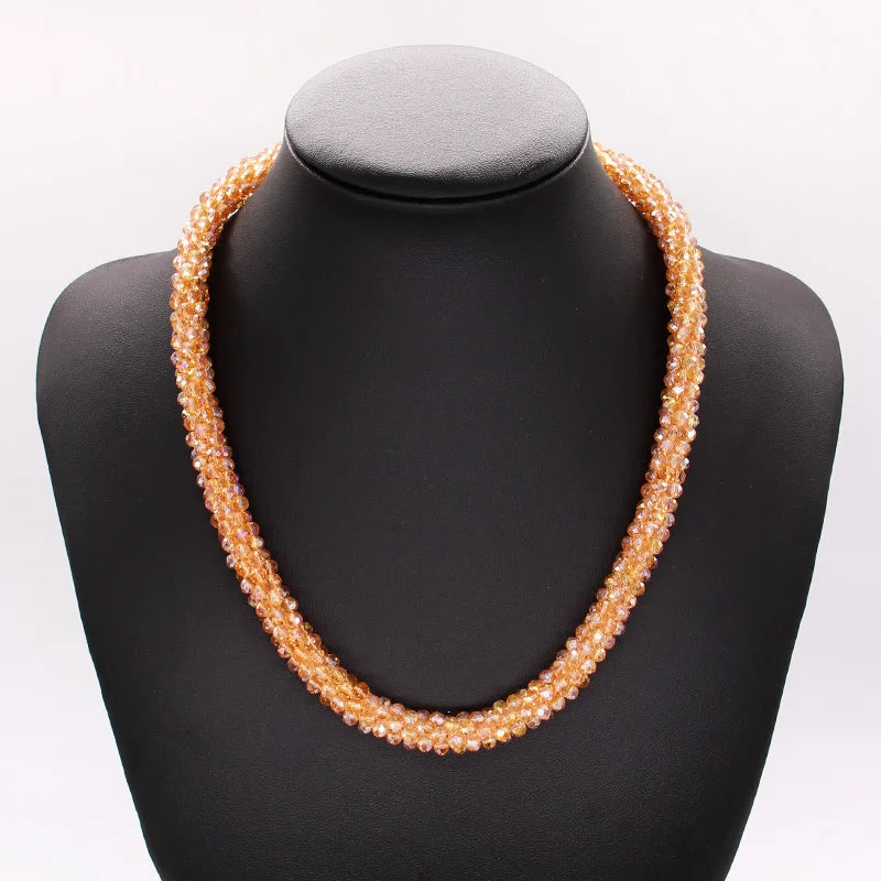 Handmade Crystal Necklace - INKDEW Beads Threading Faceted Short Necklace for Women Gift, Multicolor Choker Statement NE002