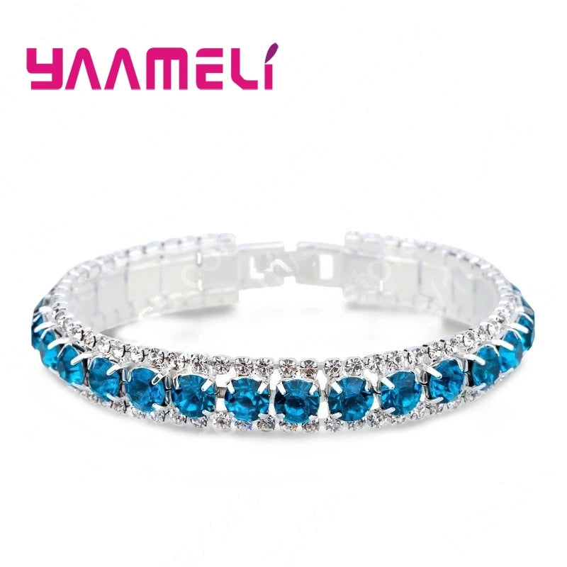 925 Silver Zircon Bracelet - Stylish Women’s Jewelry in 14 Colors