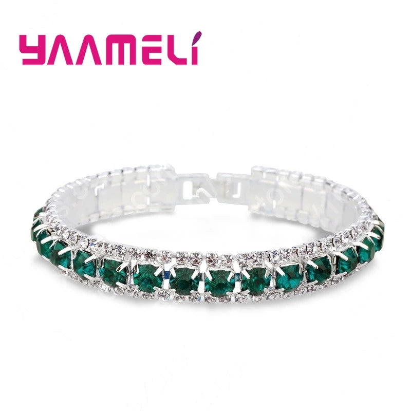 925 Silver Zircon Bracelet - Stylish Women’s Jewelry in 14 Colors