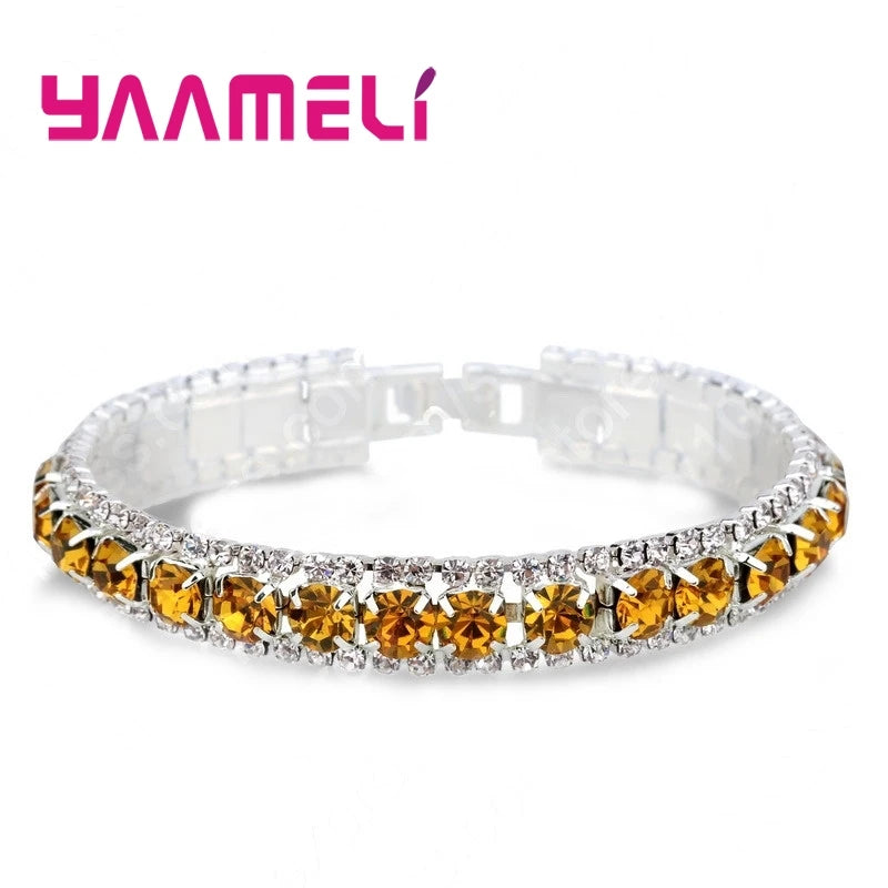 925 Silver Zircon Bracelet - Stylish Women’s Jewelry in 14 Colors