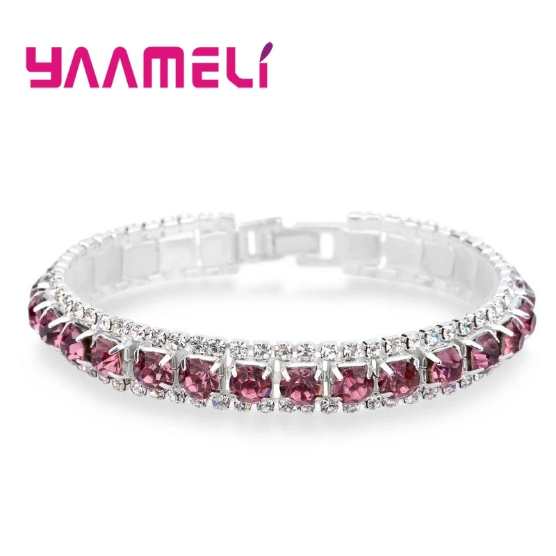 925 Silver Zircon Bracelet - Stylish Women’s Jewelry in 14 Colors