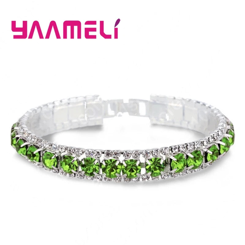 925 Silver Zircon Bracelet - Stylish Women’s Jewelry in 14 Colors