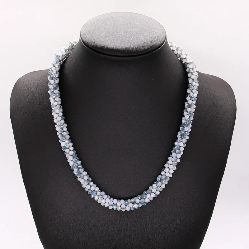 Handmade Crystal Necklace - INKDEW Beads Threading Faceted Short Necklace for Women Gift, Multicolor Choker Statement NE002