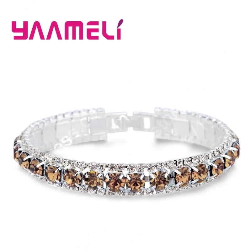925 Silver Zircon Bracelet - Stylish Women’s Jewelry in 14 Colors