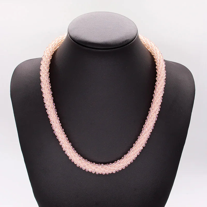 Handmade Crystal Necklace - INKDEW Beads Threading Faceted Short Necklace for Women Gift, Multicolor Choker Statement NE002