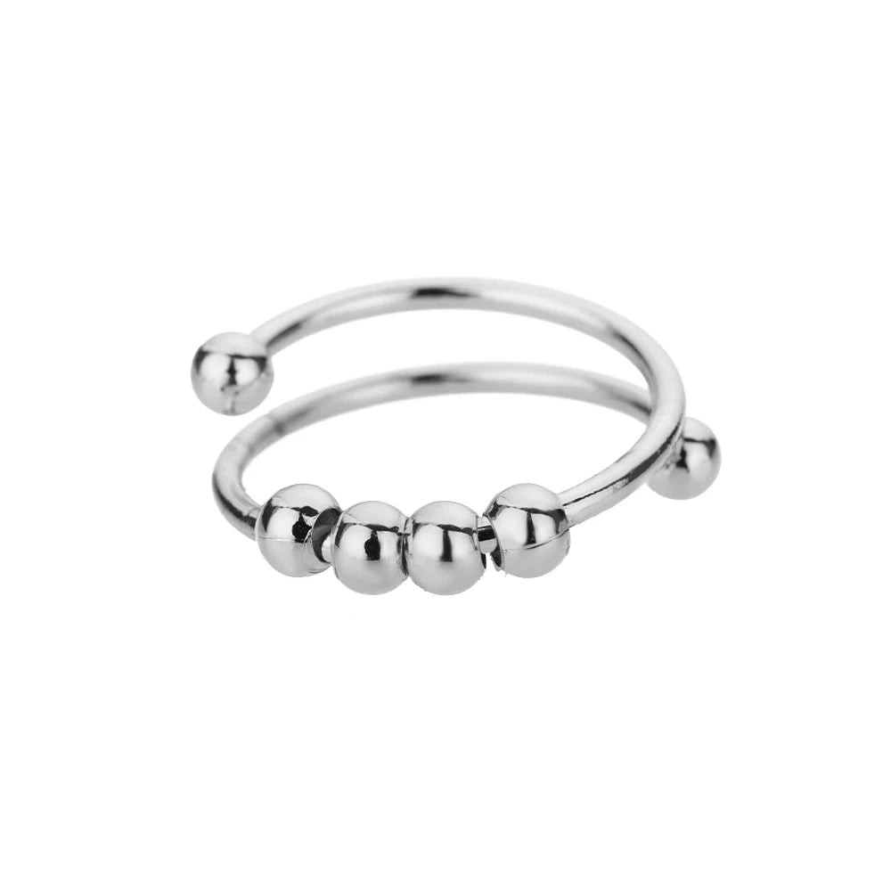 Anxiety Rings for Women - Adjustable Stainless Steel Spinner Ring with Free Rotating Beads for Stress Relief Jewelry Gift - Allurra Store