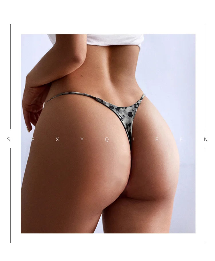Leopard Print Cotton G String Women Panties Sexy Thong Briefs T-back Low Waist Seamless Lingerie Size S-XL - Allurra Store