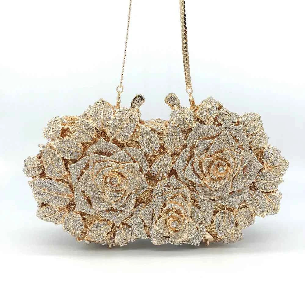 Golden Silver Crystal Clutch Bag - Elegance Meets Glamour