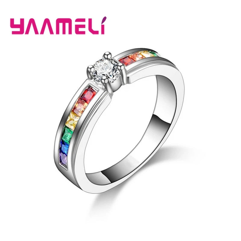 925 Sterling Silver Rainbow Ring – Women’s Wedding & Engagement Jewelry