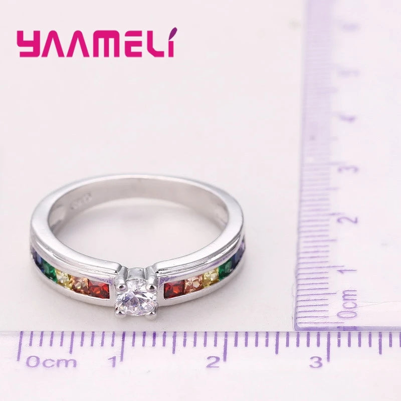 925 Sterling Silver Rainbow Ring – Women’s Wedding & Engagement Jewelry