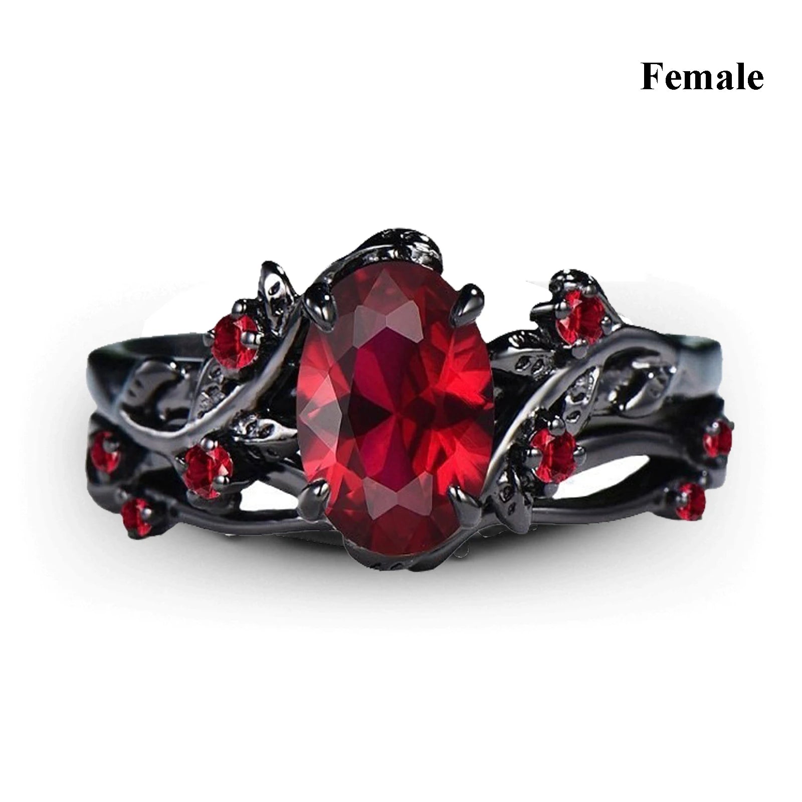Charm Romantic Couple Rings Set with Red Rhinestones and Trendy Men's Stainless Steel Celtic Dragon Wedding Band Jewelry