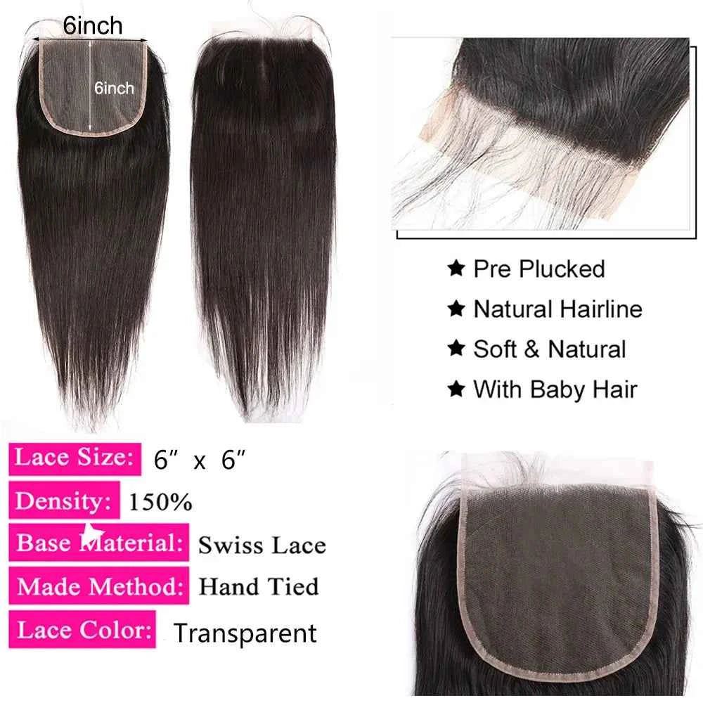Human Hair Extensions Lace Closure for Seamless Style Transformation