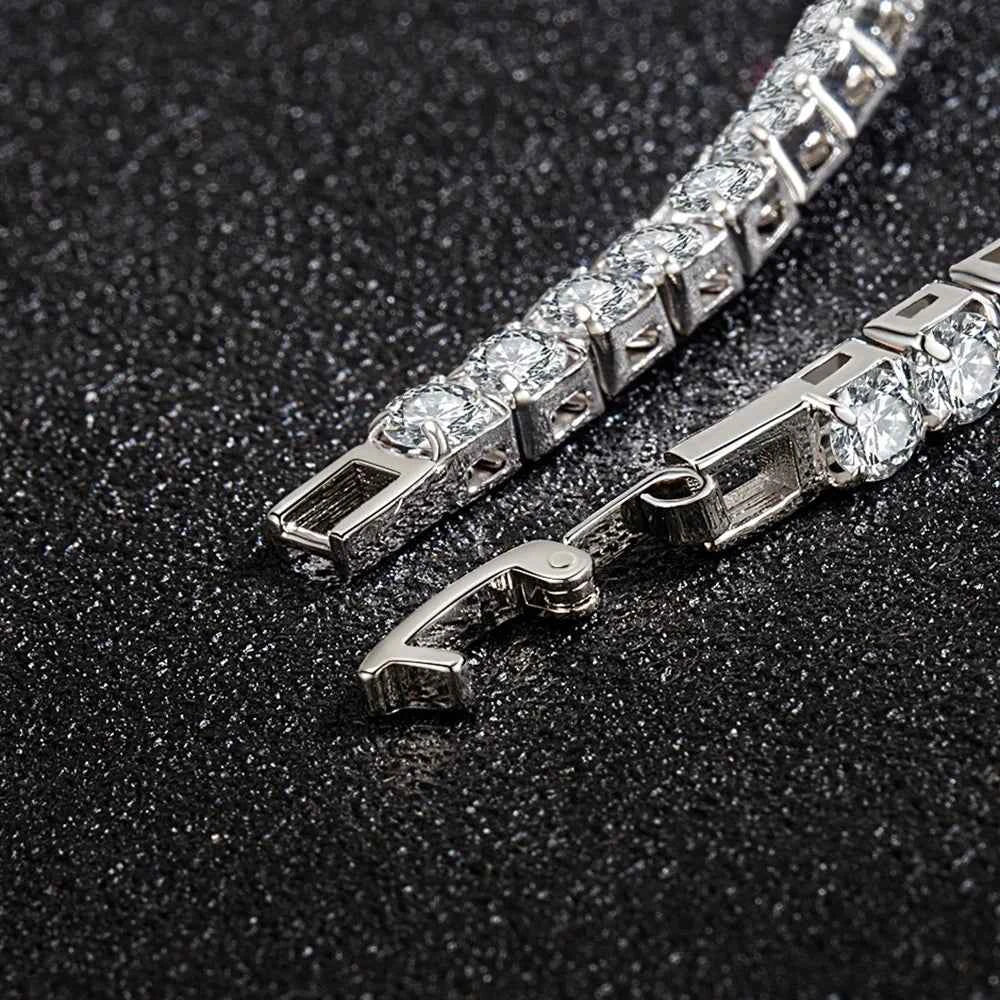 Lihong S925 Sterling Silver Tennis Bracelet with Zirconia - Stylish 4mm Charm Jewelry for Women, Perfect for Engagement or Wedding (16-20cm)