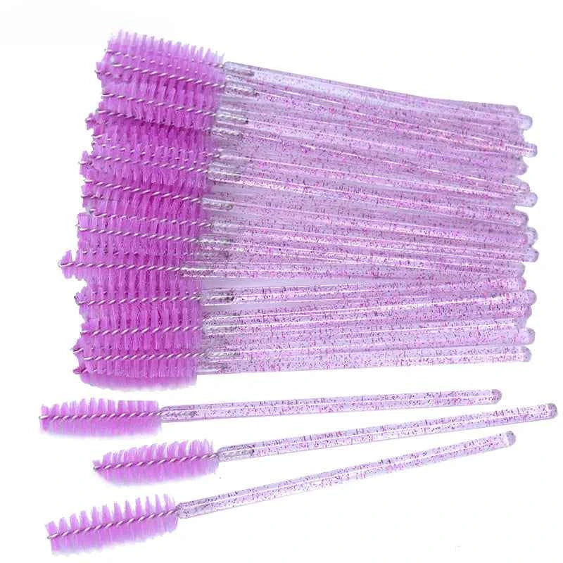 CNKESS Disposable Eyelash Extension Wands - 50Pcs/Bottle Glitter Micro Lash Brushes Spoolie with Container Case Wholesale