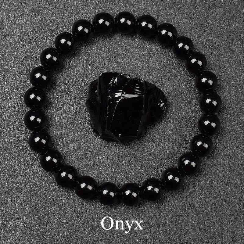 Natural Golden Obsidian Bracelet for Men and Women - Raw Stone Round Bead Energy Jewelry