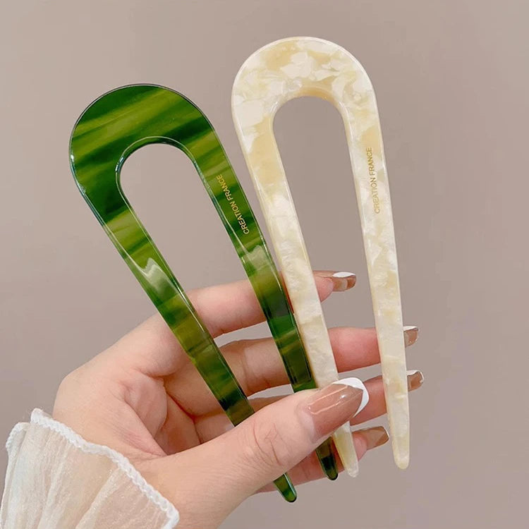 U-Shaped Tortoiseshell Hairpin for Women – Geometric Hair Fork, Fashionable Hair Clips and Accessories