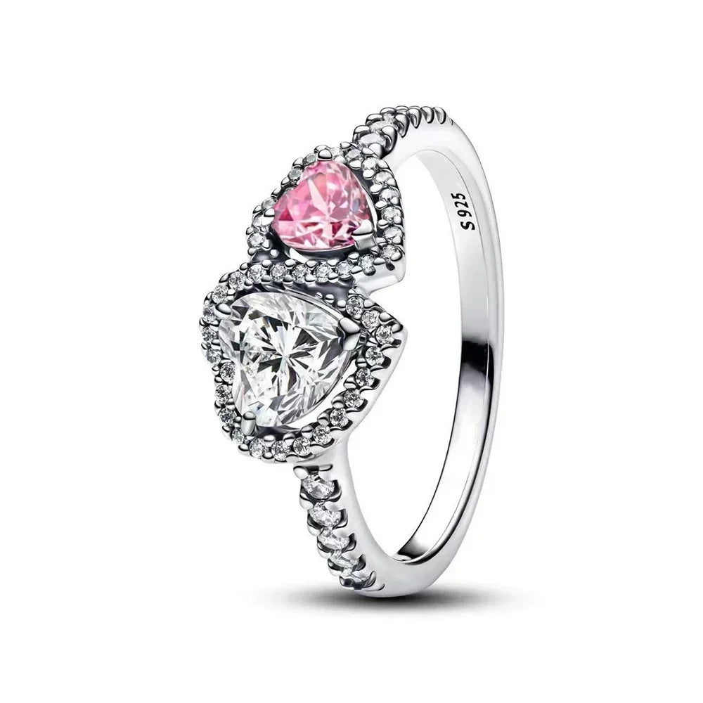 925 Sterling Silver Princess & Crystal Rings - Stunning 925 Sterling Silver Rings with Crystals