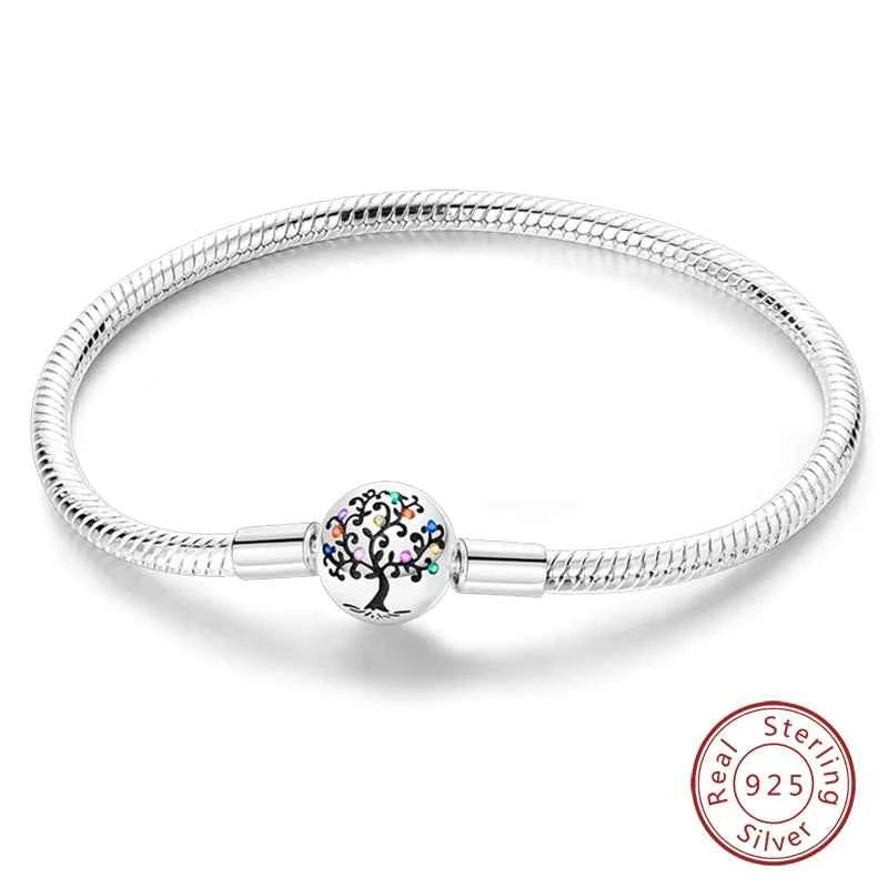 Silver 925 Moon Star Bracelet with Green Zircon - Adjustable 17-20CM Four Leaf Clover Charm Jewelry Gift