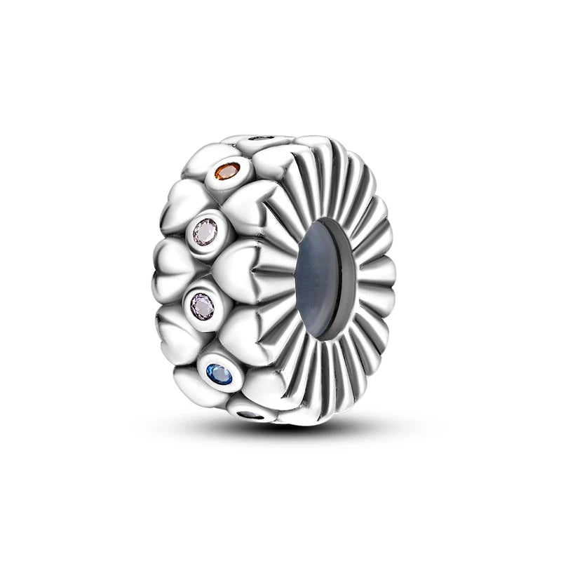 100% 925 Sterling Silver Butterfly Charm with Rainbow Zircon Colorful Dragon Shaped Silicone Stopper for DIY Bracelets Jewelry