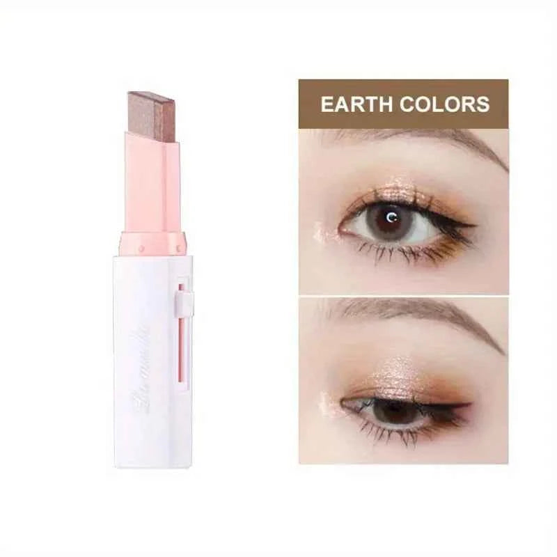 Two Color Gradient Eyeshadow Stick for Three Dimensional Natural Look Without Taking Off Makeup