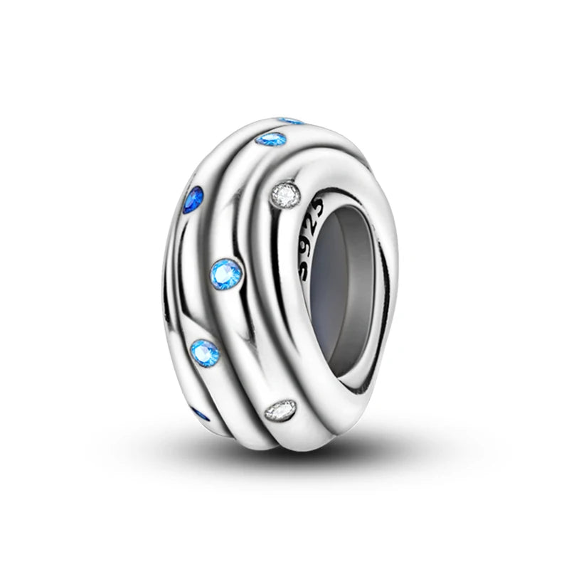 100% 925 Sterling Silver Butterfly Charm with Rainbow Zircon Colorful Dragon Shaped Silicone Stopper for DIY Bracelets Jewelry