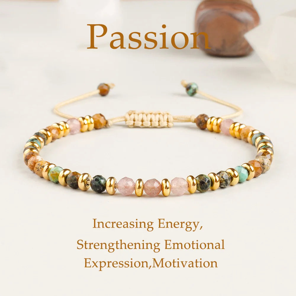 Fashion Multicolor Bead Bracelets for Women - Natural Stone Braided Rope Adjustable Wrap Bangle Party Jewelry Gift - Allurra Store