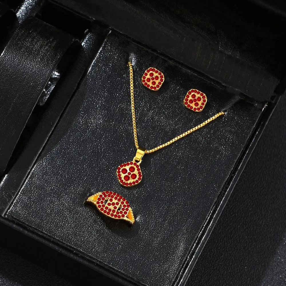 Luxury Cube Jewelry Set - Elegant Women's Necklace, Earrings & Ring Set - Perfect Gift for Valentine's Day & Christmas