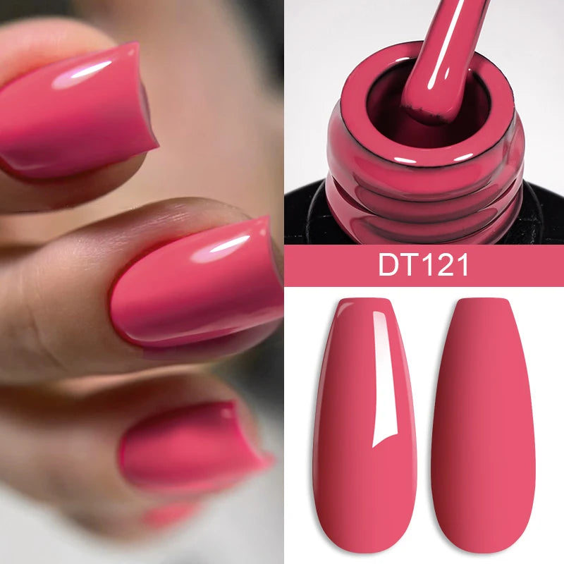 MEET ACROSS 7ml Red Gel Nail Polish - Crystal Semi Permanent Soak Off UV Gel Varnish for Stunning Nail Art Manicure with Matte Top Coat