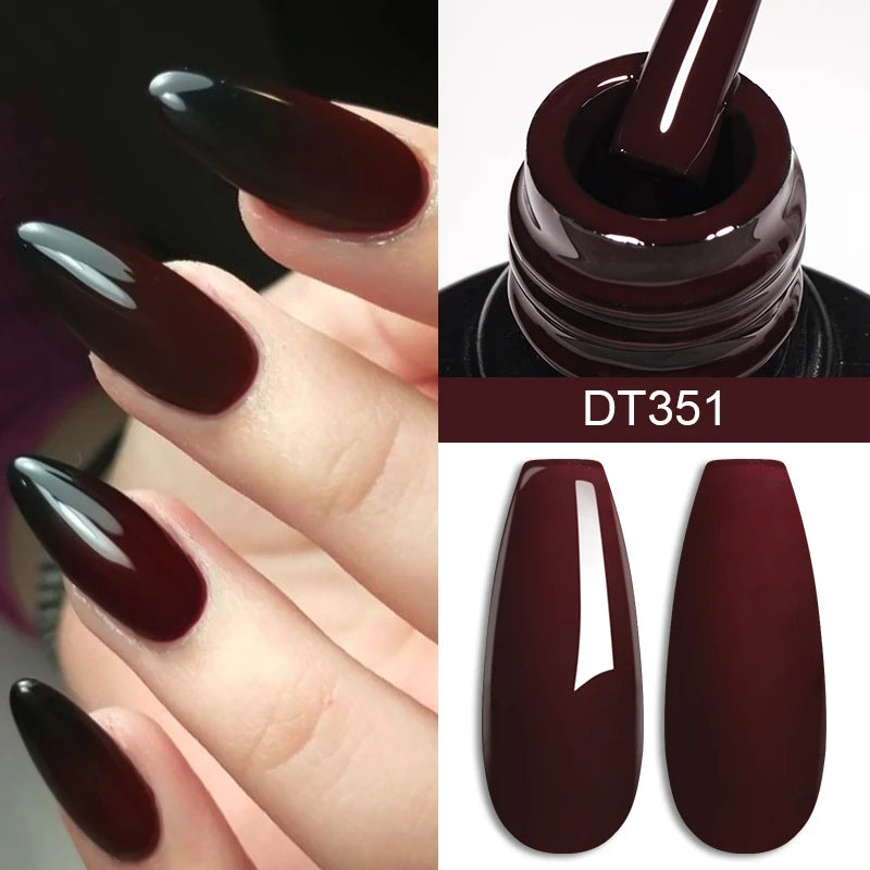 MEET ACROSS 7ml Red Gel Nail Polish - Crystal Semi Permanent Soak Off UV Gel Varnish for Stunning Nail Art Manicure with Matte Top Coat