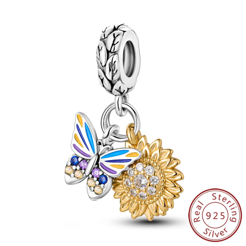 925 Sterling Silver Butterfly Charm - Firefly & Glow Charm for Bracelets