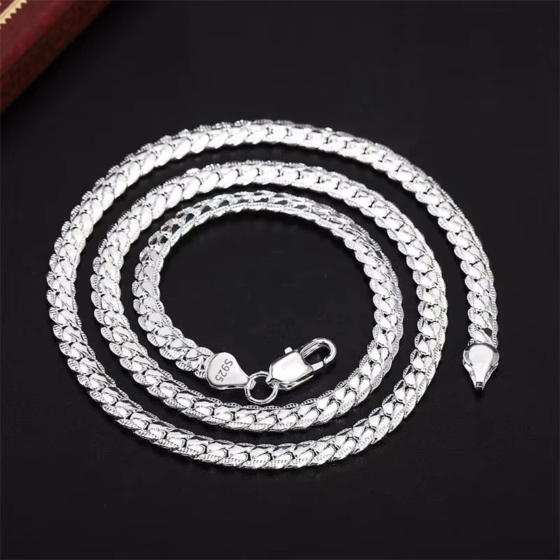 18K Gold/925 Sterling Silver 6mm Sideways Necklace for Women and Men - Wedding Engagement Jewelry with 8/18/20/24 Inch Chain