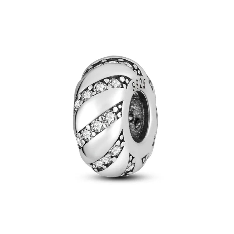 100% 925 Sterling Silver Butterfly Charm with Rainbow Zircon Colorful Dragon Shaped Silicone Stopper for DIY Bracelets Jewelry