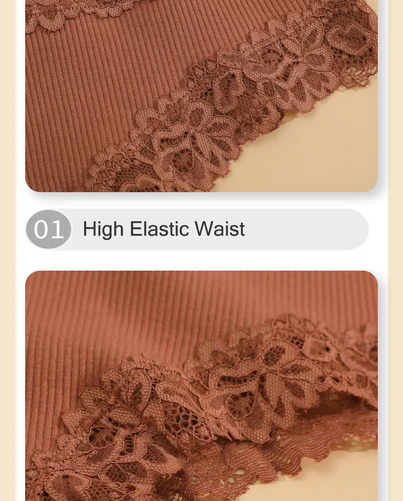 5PCS Women Lace Seamless Panties Sexy Brazilian Breathable Cotton Underwear Soft Plus Size Lingerie S-XL - Allurra Store